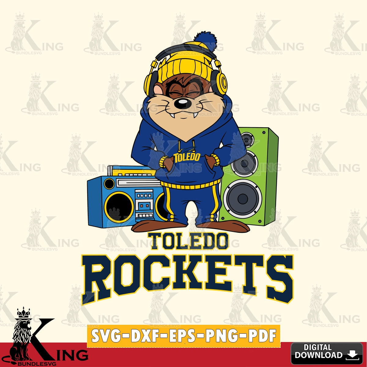 Toledo Rockets Taz Hip Hop SVG file, Cut file  , Digital Download , Instant Download, Taz svg, NCAA svg