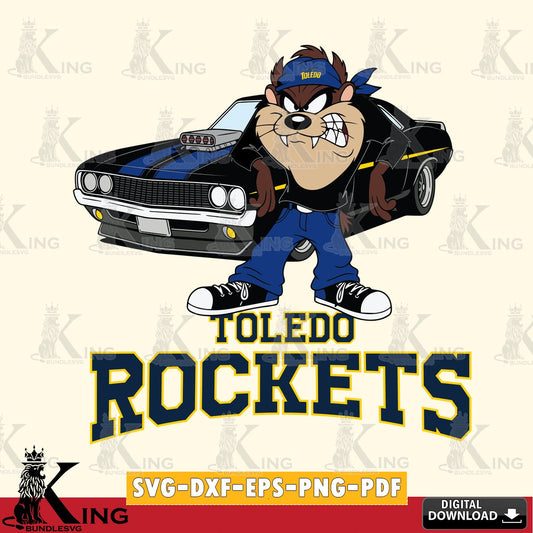 Toledo Rockets Taz Racing Car SVG file, Cut file  , Digital Download , Instant Download, Taz svg, NCAA svg