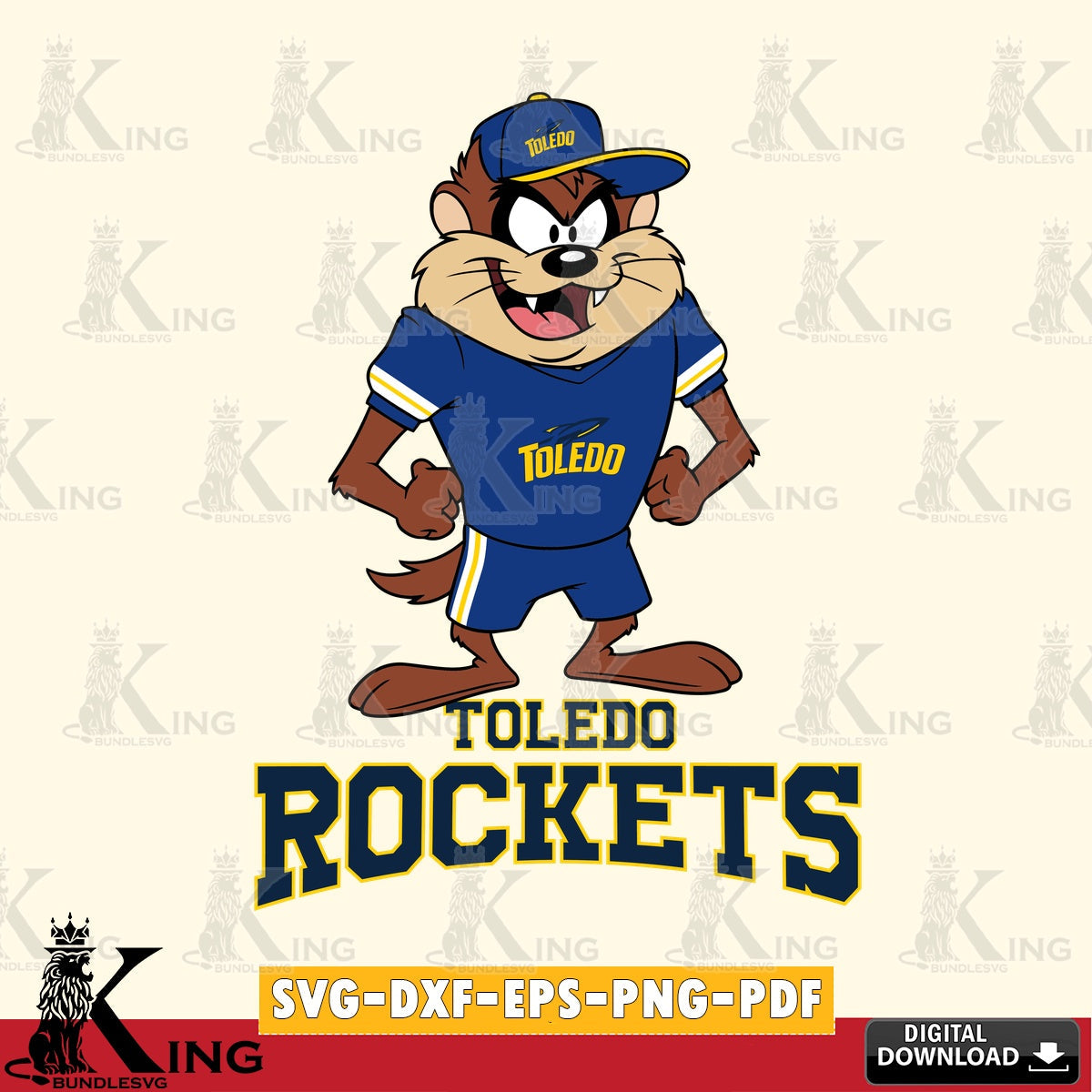 Toledo Rockets Taz Standing Pose SVG file, Cut file  , Digital Download , Instant Download, Taz svg, NCAA svg