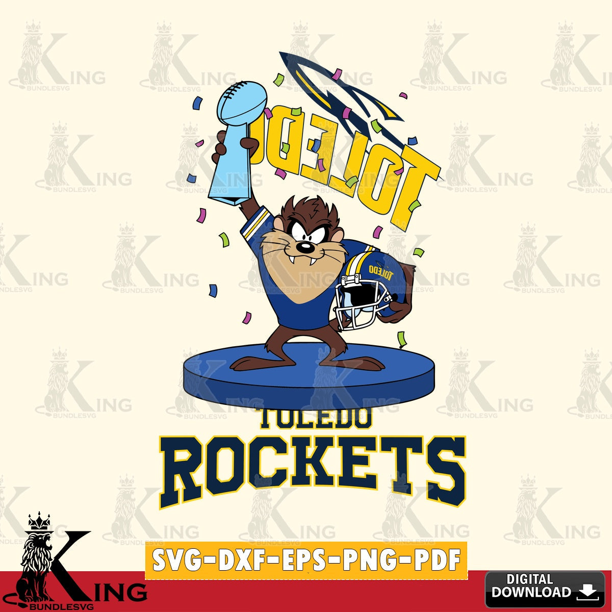Toledo Rockets Taz Trophy Podium SVG file, Cut file  , Digital Download , Instant Download, Taz svg, NCAA svg