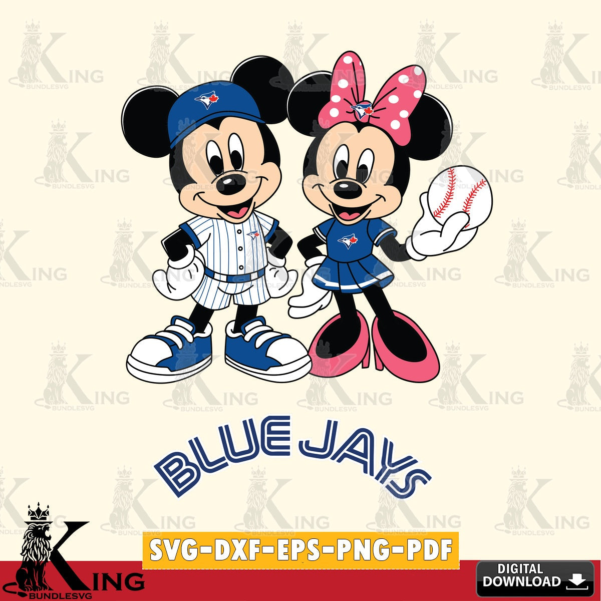 Toronto Blue Jays Baseball Mickey Minnie Mouse SVG file , For Cricut,  File cut , Digital Download , PDF File, Cut Files