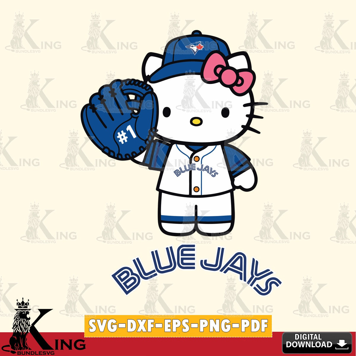 Ultimate set containing Toronto Blue Jays Hello Kitty Baseball and PNG clipart for sublimation printing and graphic design