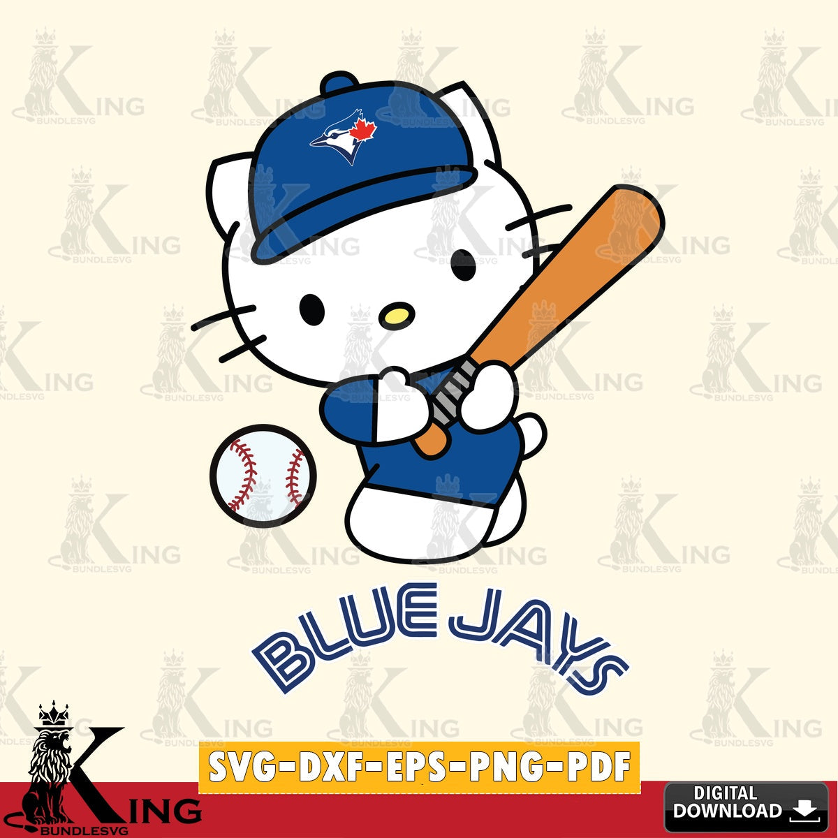 Mega bundle containing Toronto Blue Jays Hello Kitty playing baseball SVG cut file for personalized gifts and laser projects