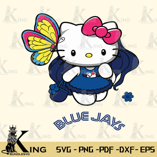 Toronto Blue Jays Kitty Wings & Flowers Svg Eps Dxf Png File, Digital Download