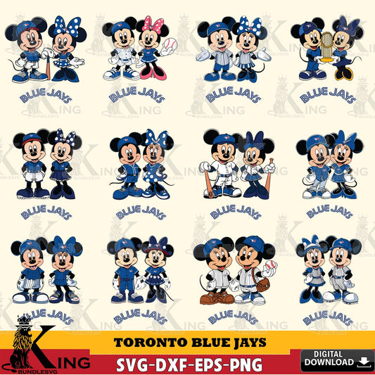 Toronto Blue Jays Mickey Minnie Baseball Player MLB Bundle SVG file , For Cricut,  File cut , Digital Download , PDF File, Cut Files