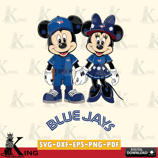 Toronto Blue Jays Mickey Minnie Baseball SVG file , For Cricut,  File cut , Digital Download , PDF File, Cut Files
