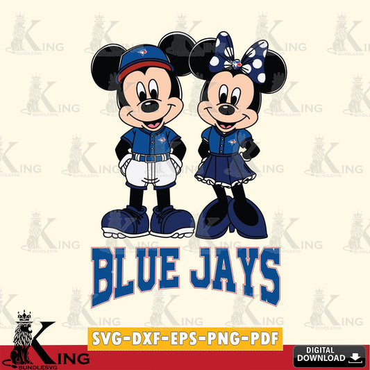 Toronto Blue Jays Mickey Minnie Mouse Baseball SVG File, MLB for Cricut, Silhouette, Digital Download , file cut