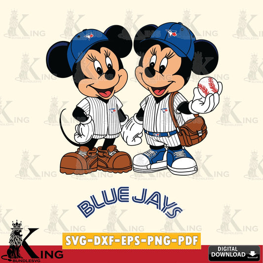 Toronto Blue Jays Mickey Minnie Mouse couple SVG file , For Cricut,  File cut , Digital Download , PDF File, Cut Files