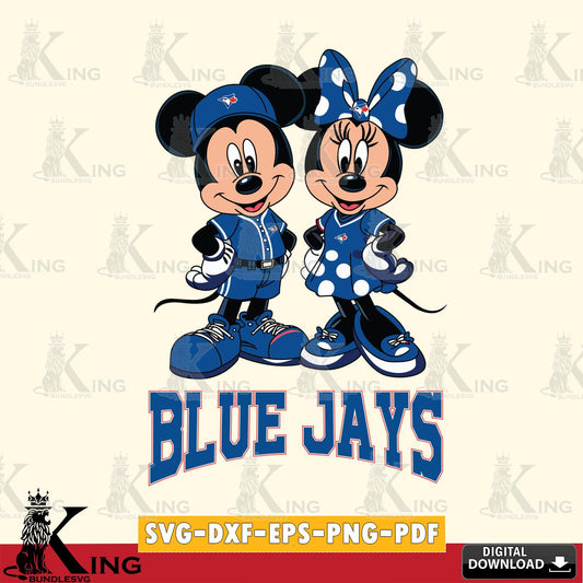 Toronto Blue Jays Mickey Minnie Mouse couple sport SVG File, MLB for Cricut, Silhouette, Digital Download , file cut