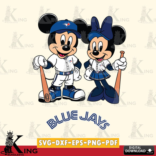 Toronto Blue Jays Mickey Minnie Mouse player SVG file , For Cricut,  File cut , Digital Download , PDF File, Cut Files