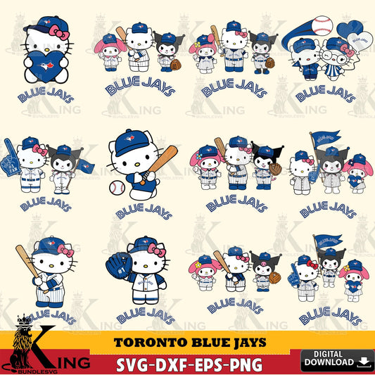 Massive pack of Toronto Blue Jays Sanrio Squad Baseball MLB Bundle printable vector design for sublimation and crafts