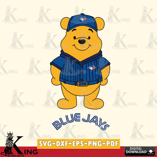 Digital download featuring Toronto Blue Jays Winnie the Pooh Game Day, versatile clip art for stickers, decals, and mugs.