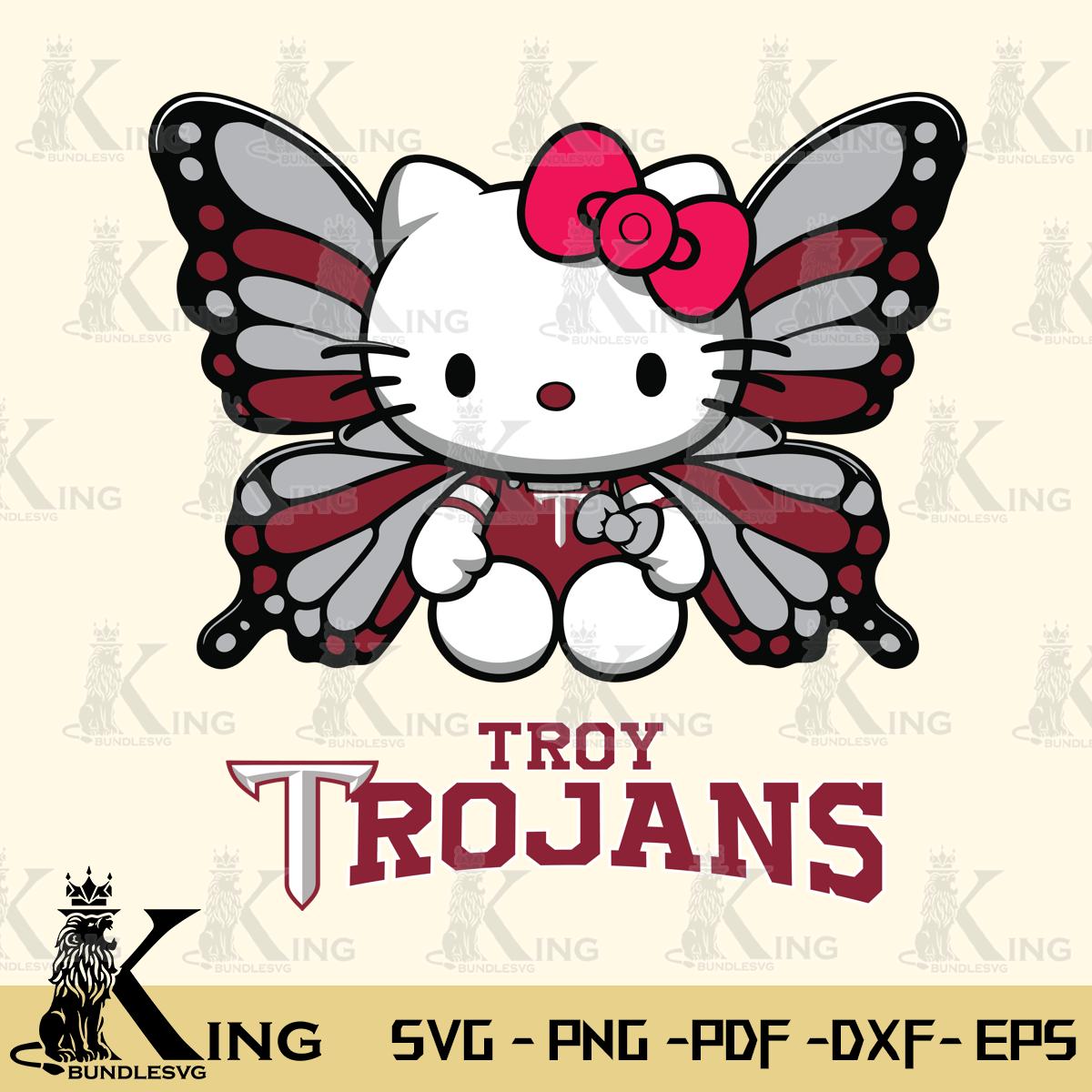 Troy Trojans Butterfly Kitty Delight Svg Eps Dxf Png File, Digital Download