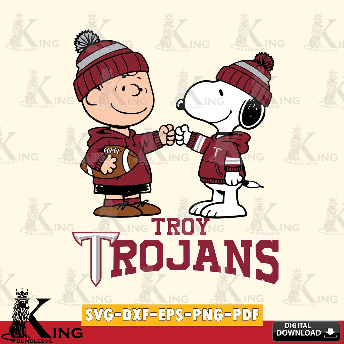 Troy Trojans CharlieBrown Football Fist Bump SVG, Cricut, Cut file  , Digital Download , Instant Download, Peanuts svg, NCAA svg, Football svg, Sport svg