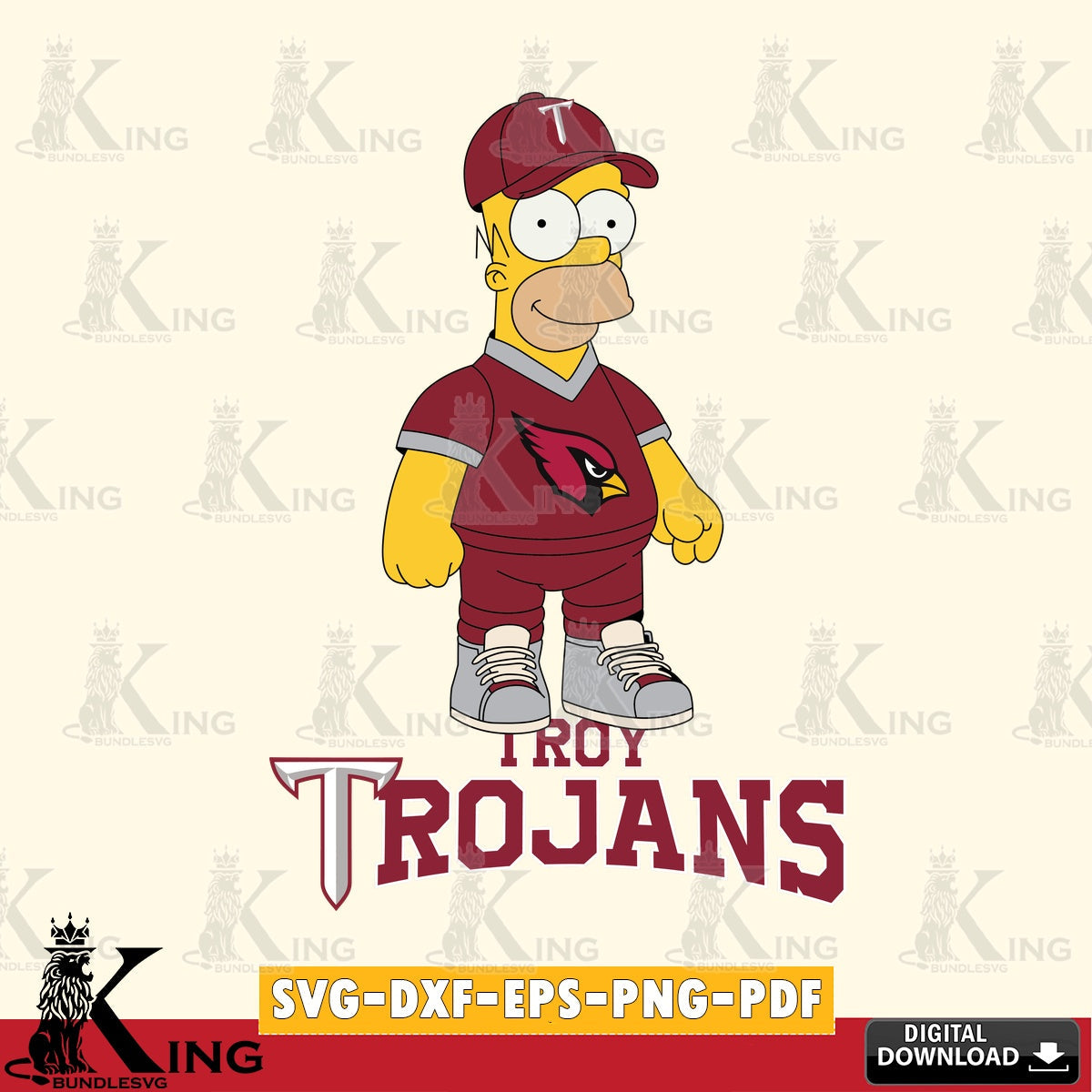 Stylish representation of Troy Trojans Homer Simpson football, a versatile clip art for stickers, decals, and mugs.