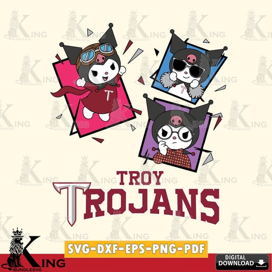 Troy Trojans Kuromi Action Football SVG file, Cricut, Cut file  , Digital Download , Instant Download, Sanrio svg, Clipart