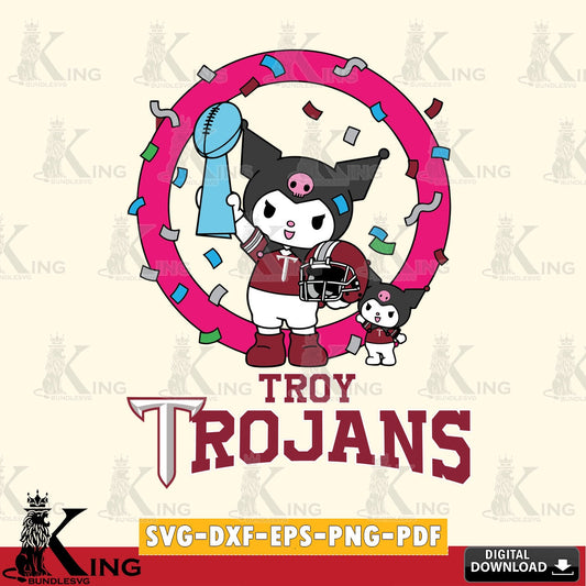 Troy Trojans Kuromi Football Champion SVG file, Cricut, Cut file  , Digital Download , Instant Download, Sanrio svg, Clipart