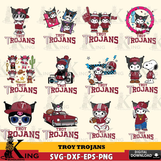 Troy Trojans Kuromi Football Jersey NCAA Bundle SVG file, Cricut, Cut file  , Digital Download , Instant Download, Sanrio svg, Clipart