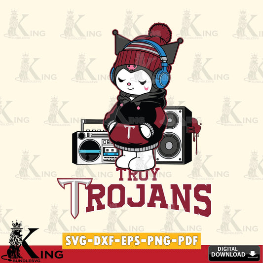 Troy Trojans Kuromi Football Music SVG file, Cricut, Cut file  , Digital Download , Instant Download, Sanrio svg, Clipart