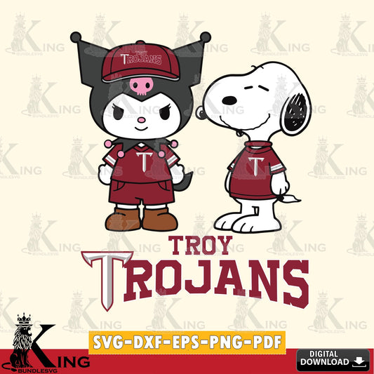 Troy Trojans Kuromi Snoopy Football SVG file, Cricut, Cut file  , Digital Download , Instant Download, Sanrio svg, Clipart