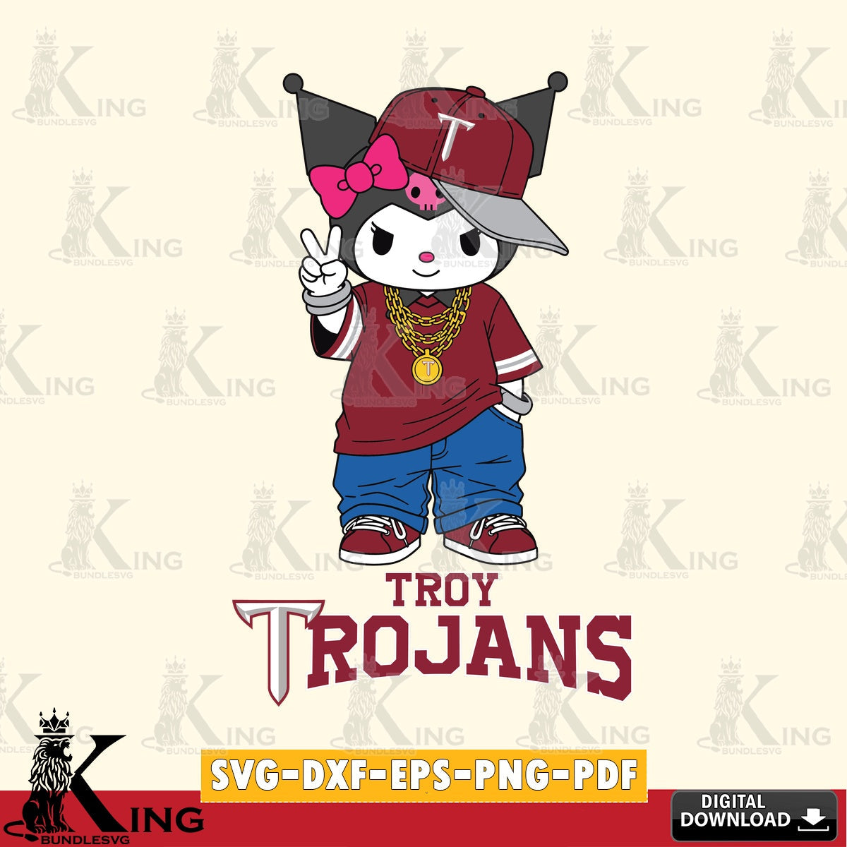 Troy Trojans Kuromi Streetwear Style SVG file, Cricut, Cut file  , Digital Download , Instant Download, Sanrio svg, Clipart