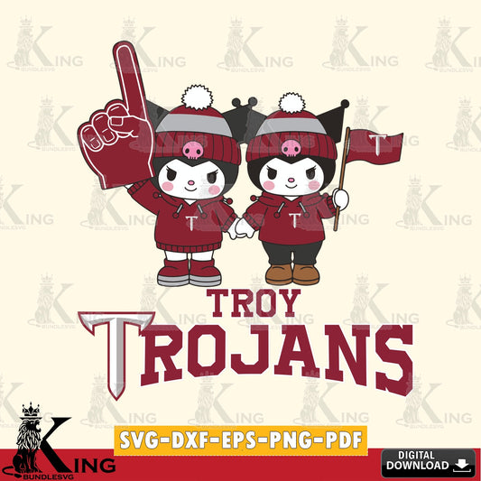 Troy Trojans Kuromi rugby Fan SVG file, Cricut, Cut file  , Digital Download , Instant Download, Sanrio svg, Clipart