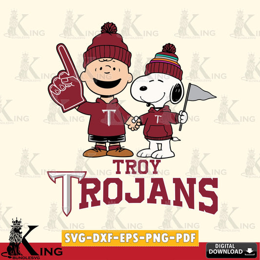 Troy Trojans Peanuts Fan Gear SVG, Cricut, Cut file  , Digital Download , Instant Download, Peanuts svg, NCAA svg, Football svg, Sport svg