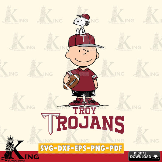 Troy Trojans Peanuts Football Rugby SVG, Cricut, Cut file  , Digital Download , Instant Download, Peanuts svg, NCAA svg, Football svg, Sport svg