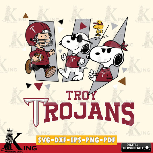 Troy Trojans Peanuts Joe Cool SVG, Cricut, Cut file  , Digital Download , Instant Download, Peanuts svg, NCAA svg, Football svg, Sport svg
