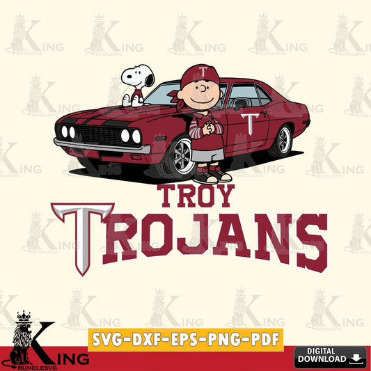 Troy Trojans Peanuts Muscle Car SVG, Cricut, Cut file  , Digital Download , Instant Download, Peanuts svg, NCAA svg, Football svg, Sport svg