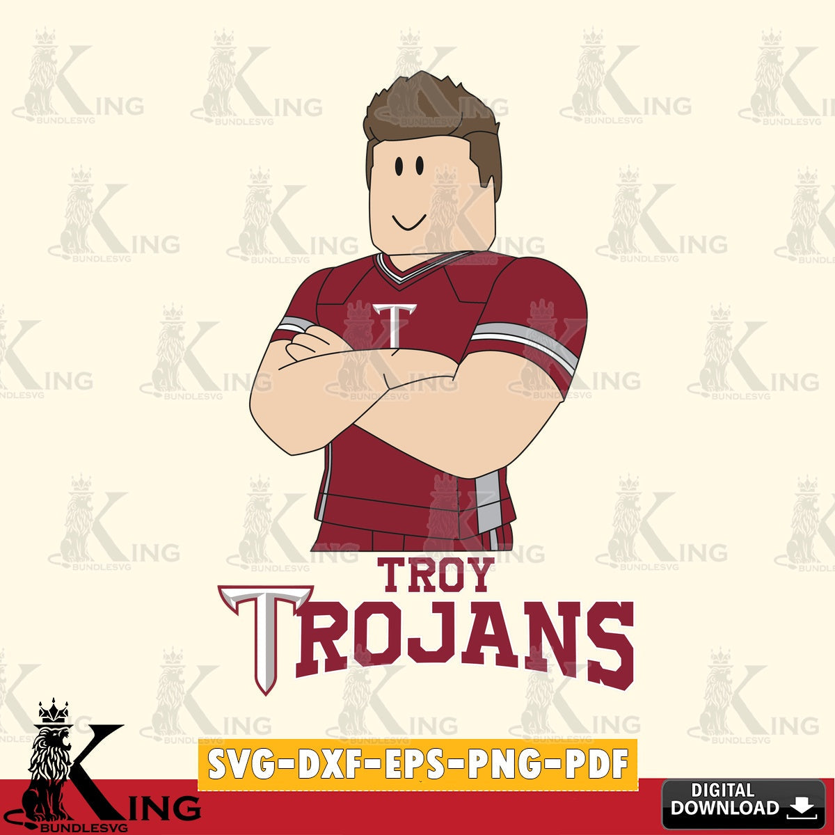 Troy Trojans Roblox Football SVG file , NCAA Cricut,  File cut , Digital Download , PDF File