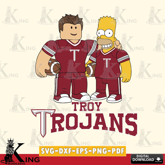 Troy Trojans Roblox & Homer Simpson Football SVG file , NCAA Cricut,  File cut , Digital Download , PDF File