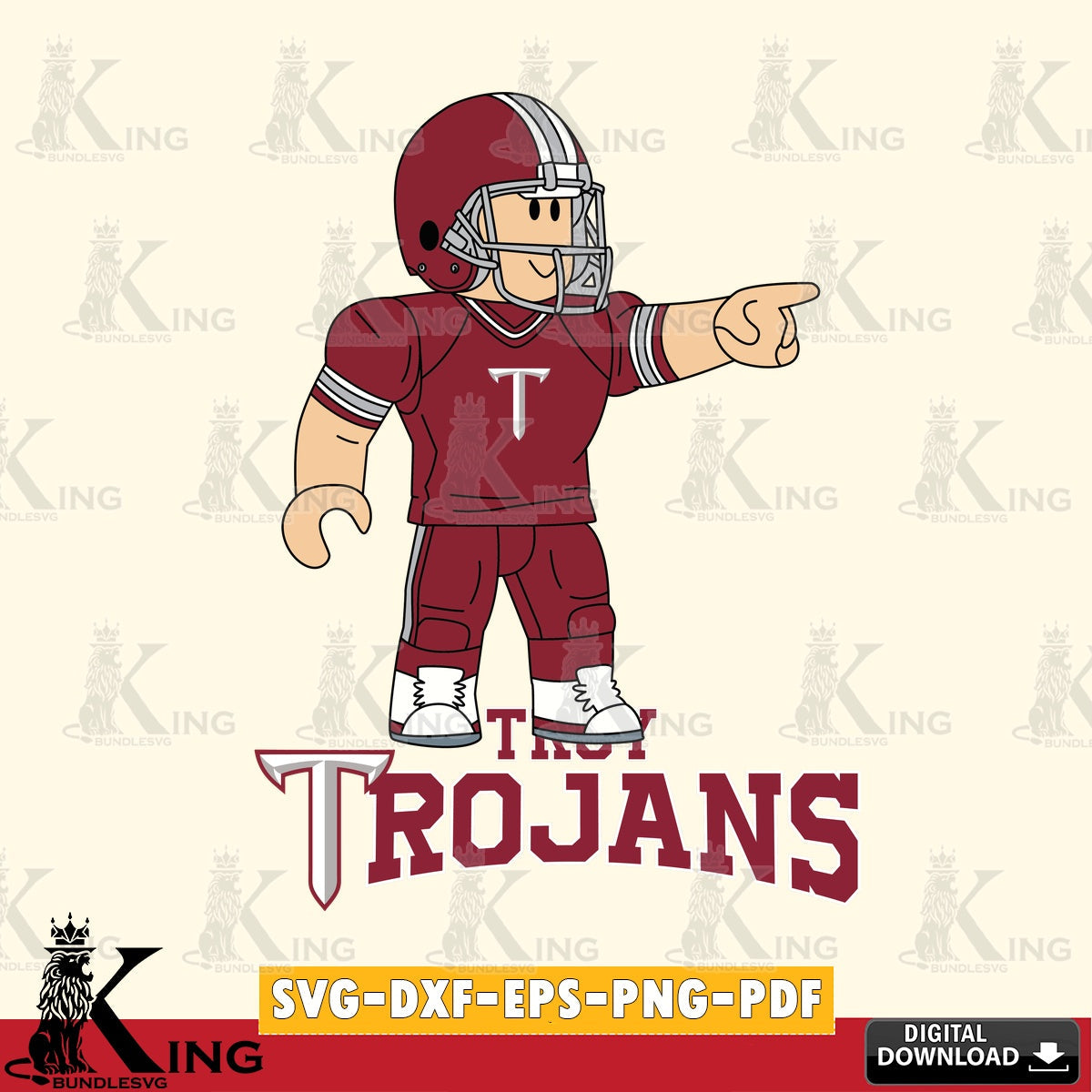 Troy Trojans Roblox Player Football SVG file , NCAA Cricut,  File cut , Digital Download , PDF File