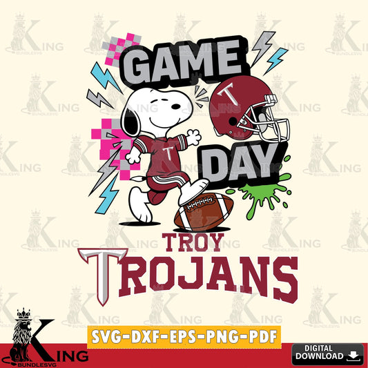 Troy Trojans Snoopy Game day SVG, Cricut, Cut file  , Digital Download , Instant Download, Peanuts svg, NCAA svg, Football svg, Sport svg