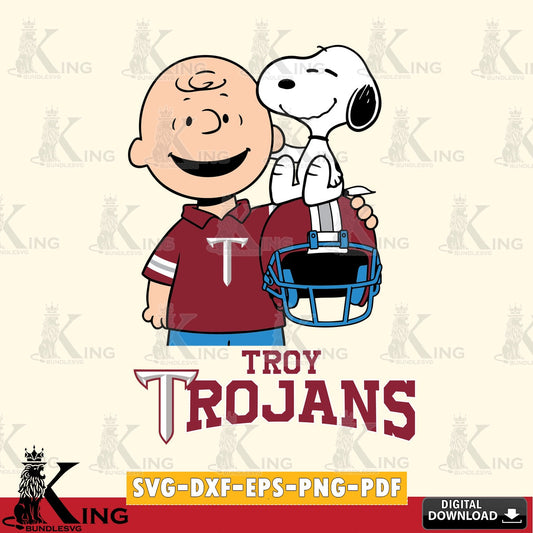 Troy Trojans Snoopy On Helmet SVG, Cricut, Cut file  , Digital Download , Instant Download, Peanuts svg, NCAA svg, Football svg, Sport svg