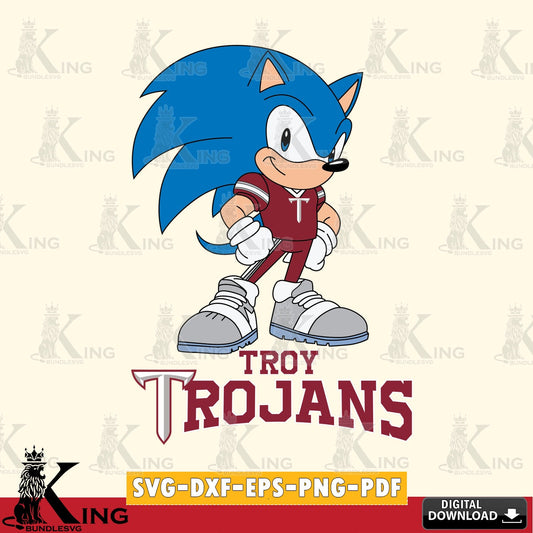 Creative design featuring Troy Trojans Sonic Football Star Mascot, high-quality vector for DIY scrapbooking and home decor