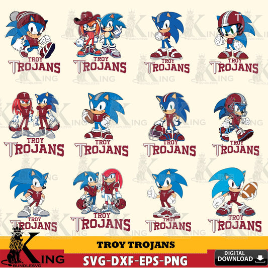 Troy Trojans Sonic & Knuckles NCAA FootballBundle SVG file, Vector , Digital Download , PDF File , Instant Download