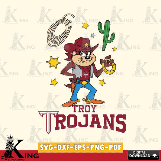 Troy Trojans Taz Cowboy Western SVG file, Cut file  , Digital Download , Instant Download, Taz svg, NCAA svg