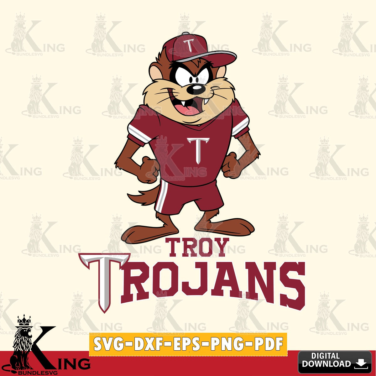 Troy Trojans Taz Standing Pose SVG file, Cut file  , Digital Download , Instant Download, Taz svg, NCAA svg