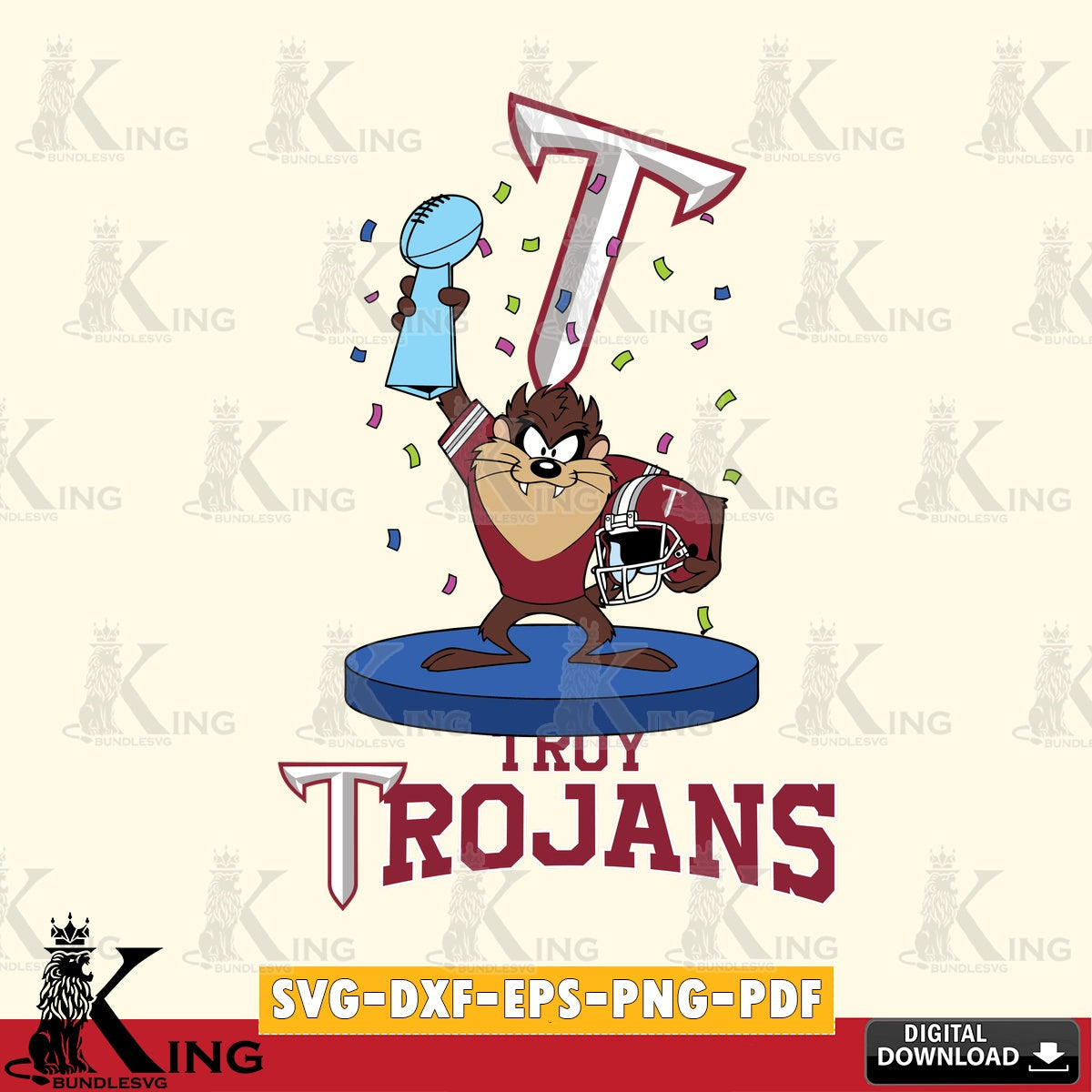 Troy Trojans Taz Trophy Podium SVG file, Cut file  , Digital Download , Instant Download, Taz svg, NCAA svg