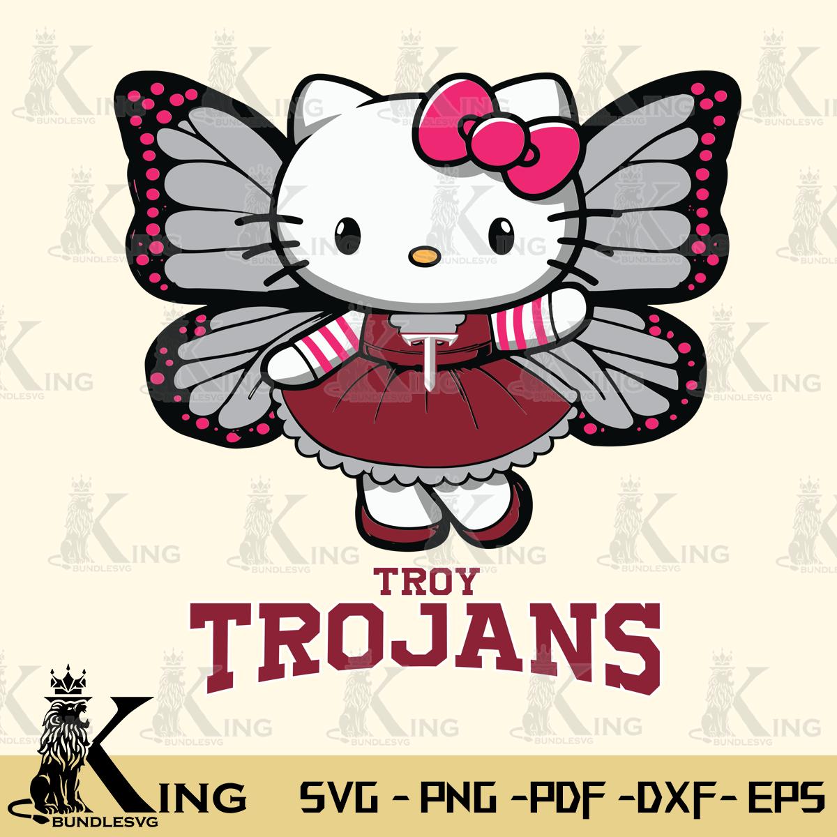 Troy Trojans Whimsical Kitty Wings Svg Eps Dxf Png File, Digital Download