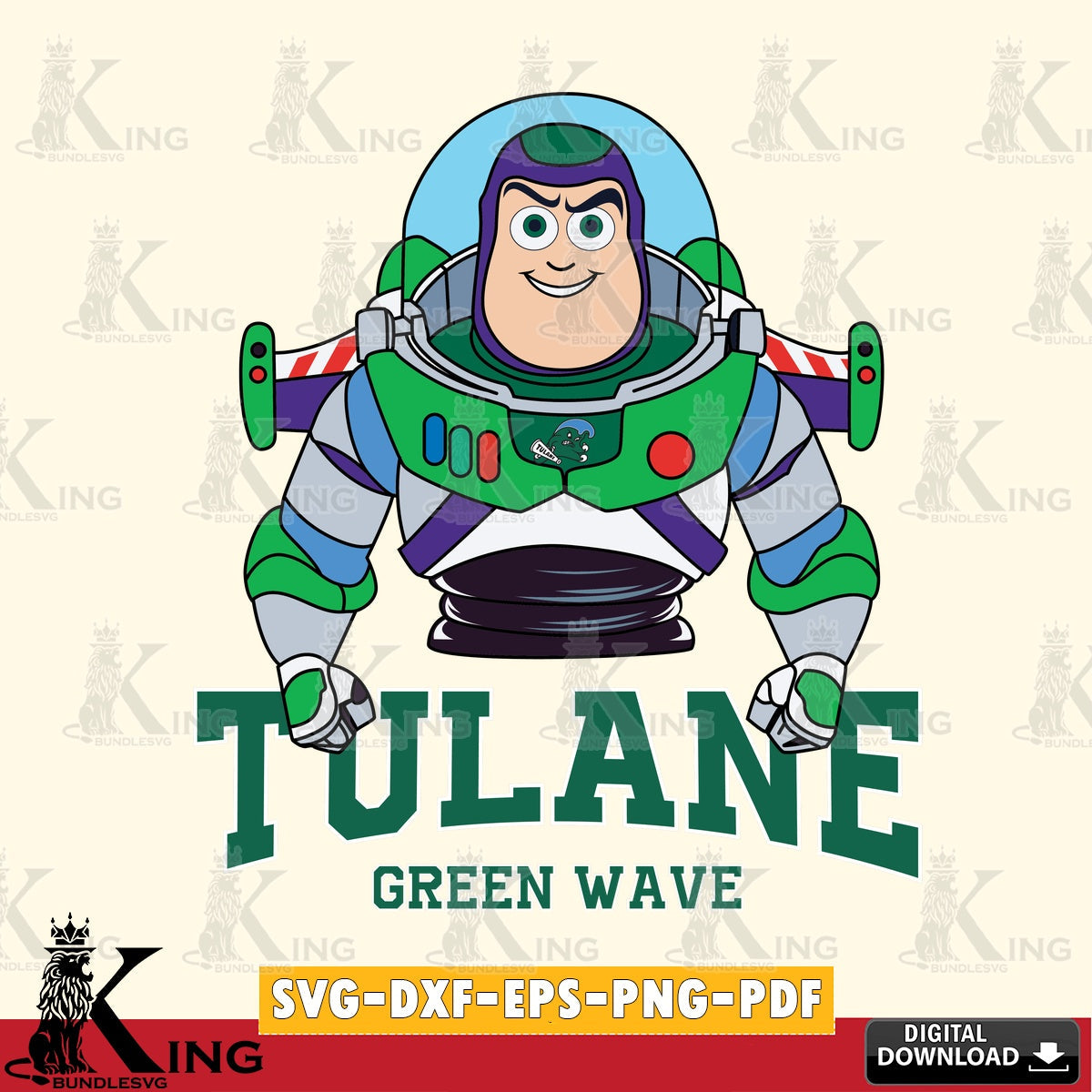 Digital clipart of Tulane Green Wave Buzz Lightyear football NCAA vector art for engraving, cutting, and printing