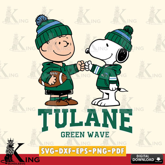 Tulane Green Wave CharlieBrown Football Fist Bump SVG, Cricut, Cut file  , Digital Download , Instant Download, Peanuts svg, NCAA svg, Football svg, Sport svg