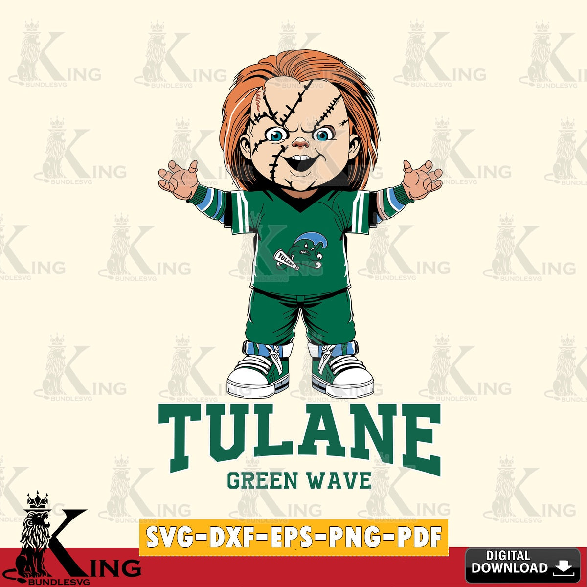 Printable art of Tulane Green Wave Chucky Football NCAA cut file SVG PNG design suitable for Glowforge and laser cutting