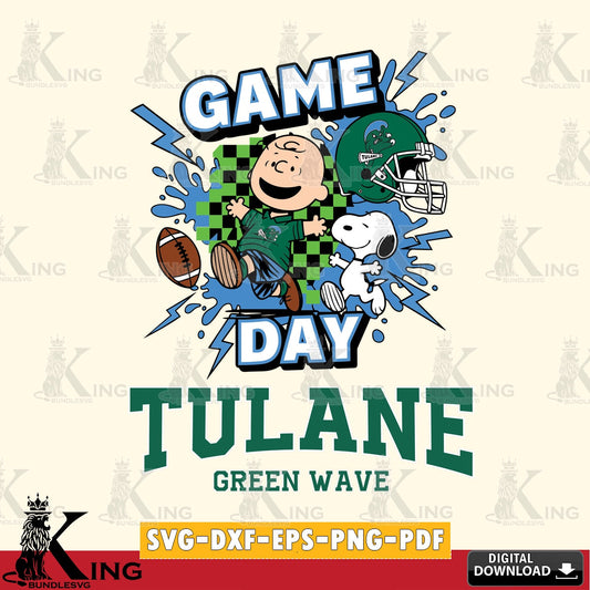 Tulane Green Wave Game Day Peanuts SVG, Cricut, Cut file  , Digital Download , Instant Download, Peanuts svg, NCAA svg, Football svg, Sport svg