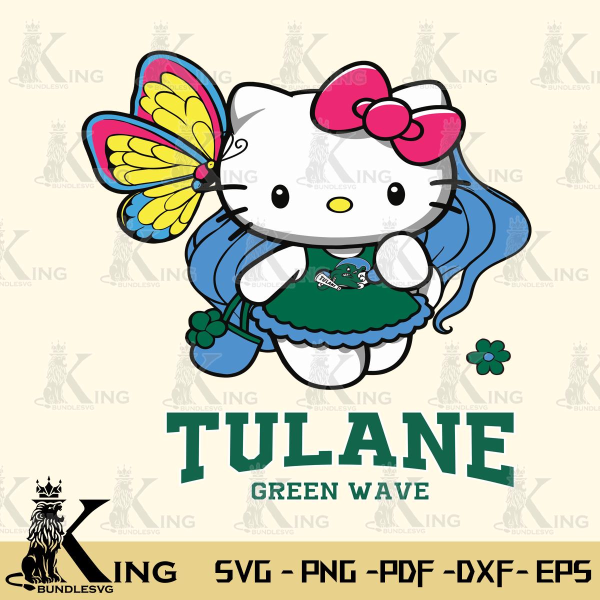 Tulane Green Wave Kitty Cartoon Svg Eps Dxf Png File, Digital Download