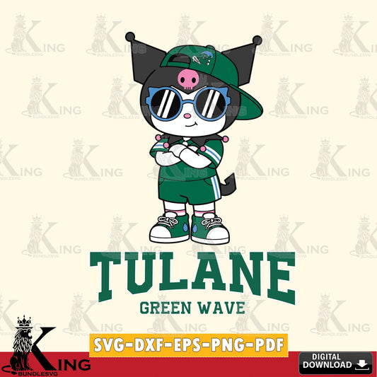 Tulane Green Wave Kuromi Football Jersey SVG file, Cricut, Cut file  , Digital Download , Instant Download, Sanrio svg, Clipart
