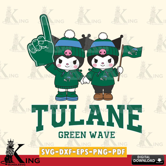 Tulane Green Wave Kuromi rugby Fan SVG file, Cricut, Cut file  , Digital Download , Instant Download, Sanrio svg, Clipart