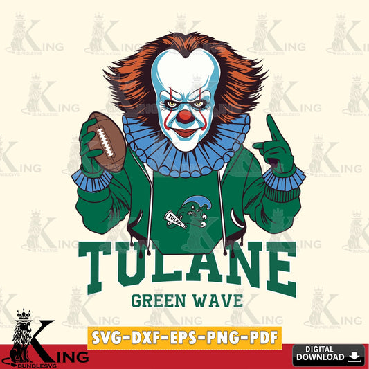 Digital download featuring a Tulane Green Wave Pennywise football player, high-quality vector for DIY scrapbooking and home decor