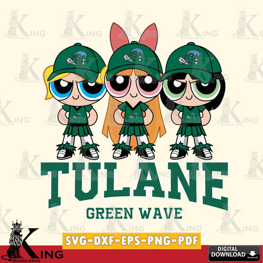 Stylish representation of Tulane Green Wave PowerPuff Girls Football for NCAA, SVG cut file for personalized gifts and laser